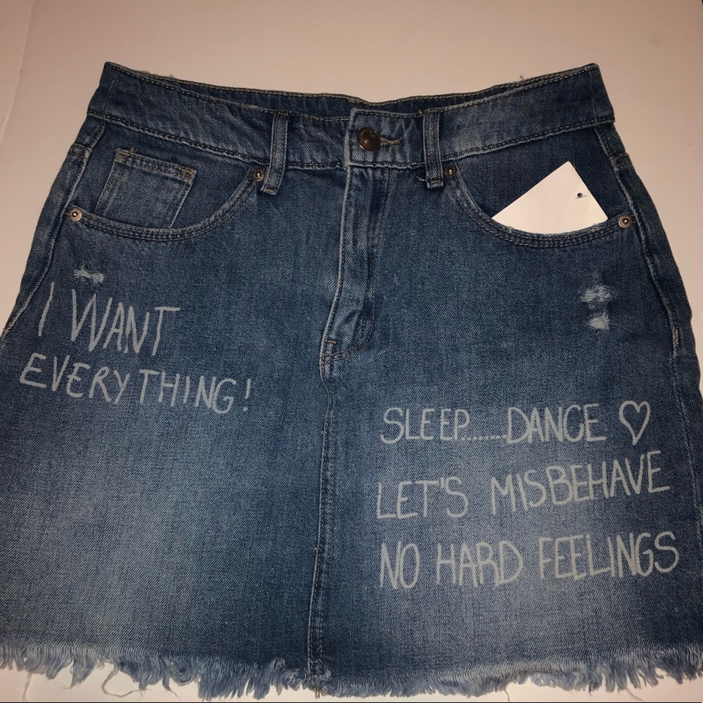 Women's Denim Skirt H&M Distressed NWT